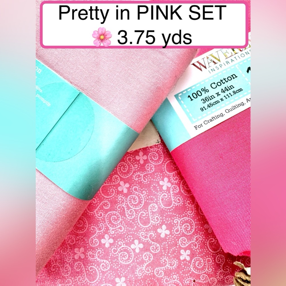 100% Cotton Fabric/🌸 Pretty in PINK Set💕1+1+1.75= 3.75 YDS